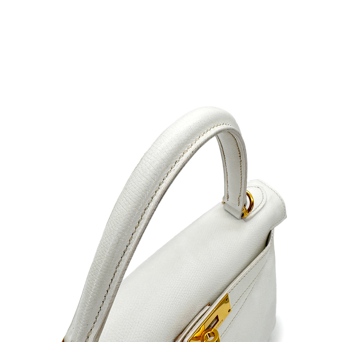 HERMES KELLY 28 RETOURNE WHITE EPSOM HAND SHOULDER BAG □H GHW 90292992