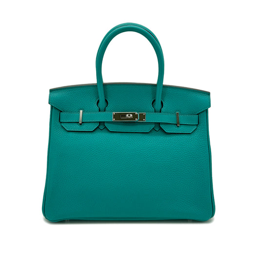 HERMES BIRKIN 30 BLEU PAON TAURILLON CLEMENCE HAND BAG A SHW 90292997