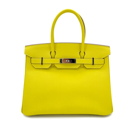 HERMES BIRKIN 30 LIME VEAU EPSOM HAND BAG Y SHW 90292999
