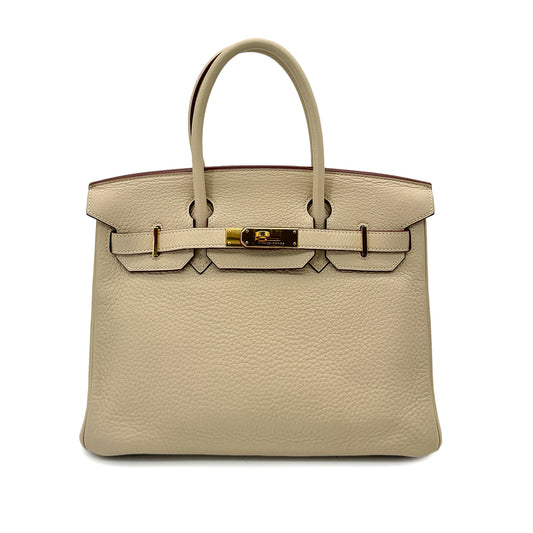 HERMES BIRKIN 30 PARCHEMIN TAURILLON CLEMENCE HAND BAG □K GHW 90293002