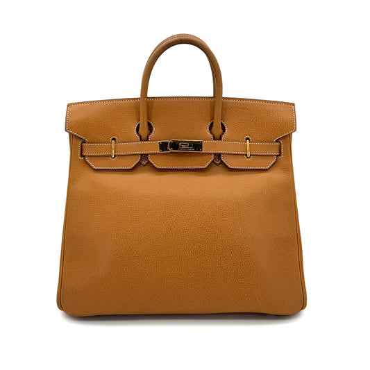 HERMES HAUT A COURROIES 32 NATURAL VACHE LIEGEE HAND BAG □H GHW 90293004