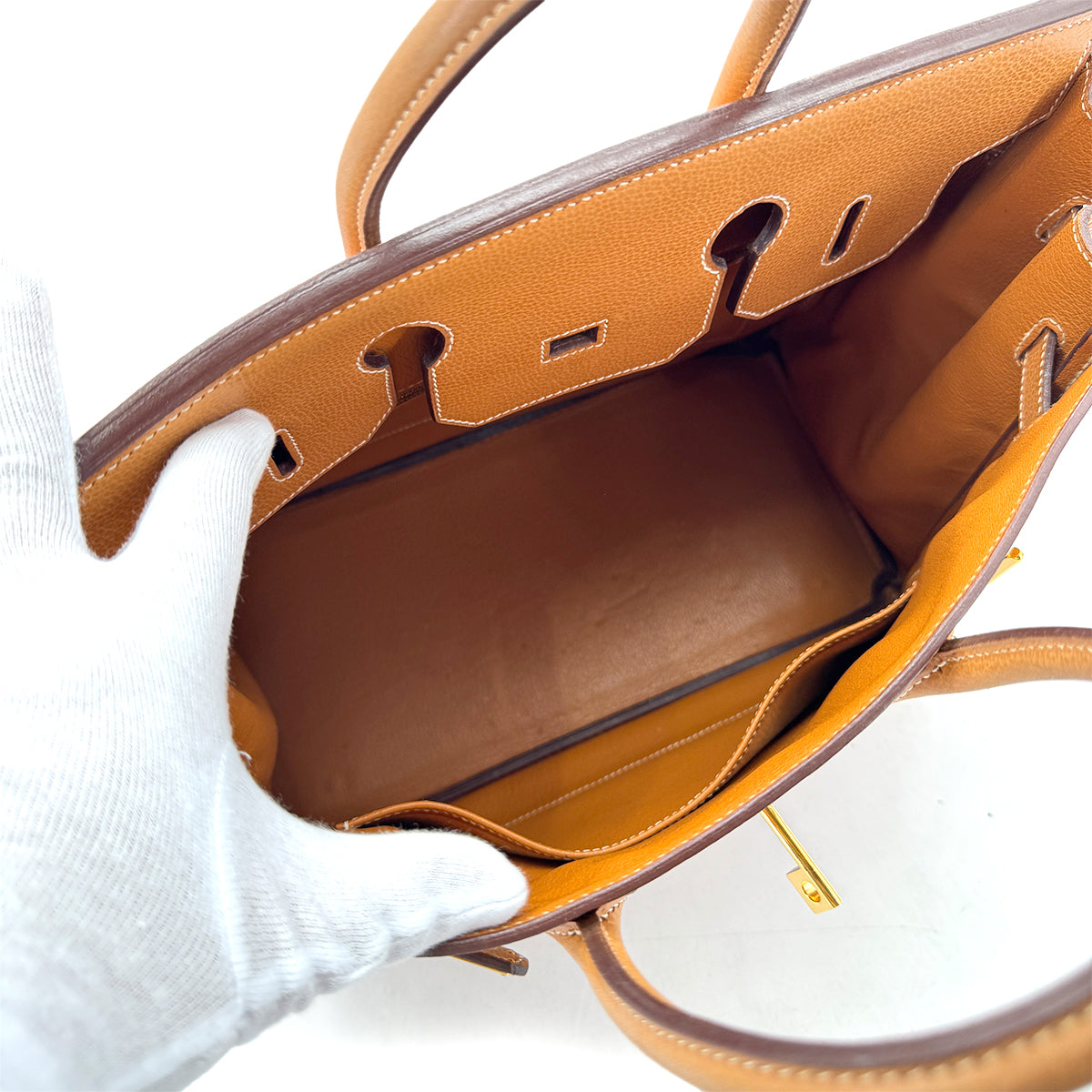 HERMES HAUT A COURROIES 32 NATURAL VACHE LIEGEE HAND BAG □H GHW 90293004