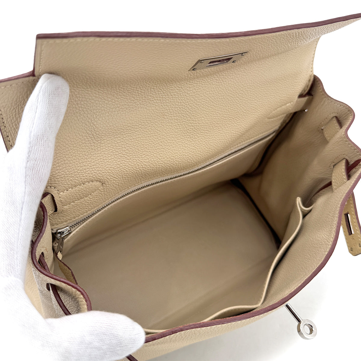 HERMES KELLY 28 RETOURNE PARCHEMIN TOGO HAND SHOULDER BAG □K SHW 90293009