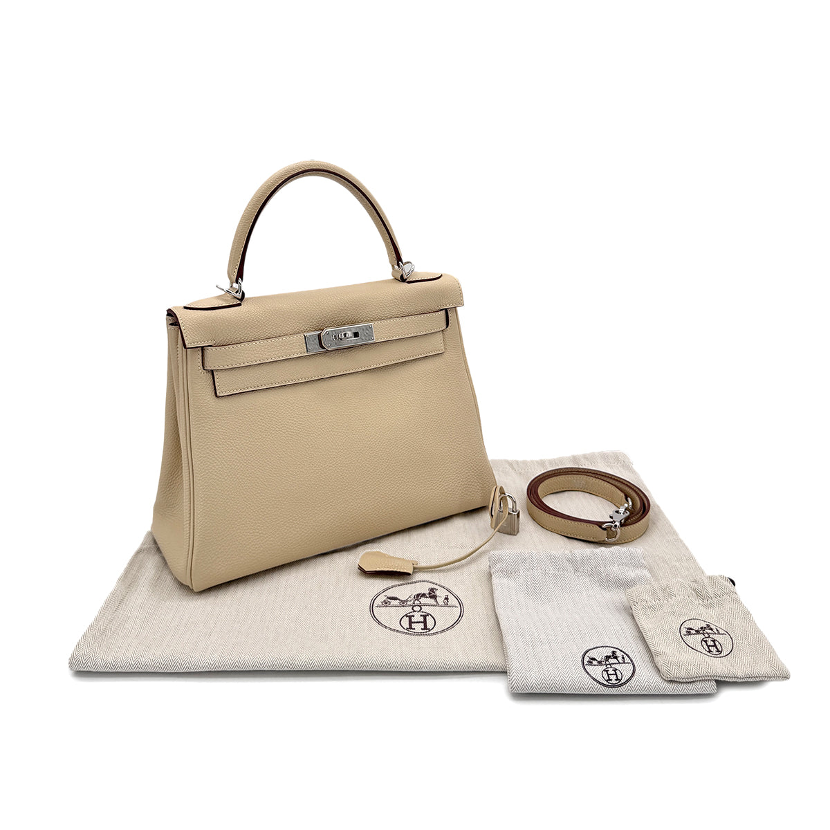 HERMES KELLY 28 RETOURNE PARCHEMIN TOGO HAND SHOULDER BAG □K SHW 90293009