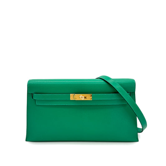 HERMES KELLY ELAN MINT CHEVRE CHAMKILA CLUTCH SHOULDER BAG W GHW 90293011