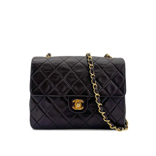 CHANEL VINTAGE MINI MATELASSE 20 CHAIN SHOULDER BAG BROWN LAMB SKIN 90292735