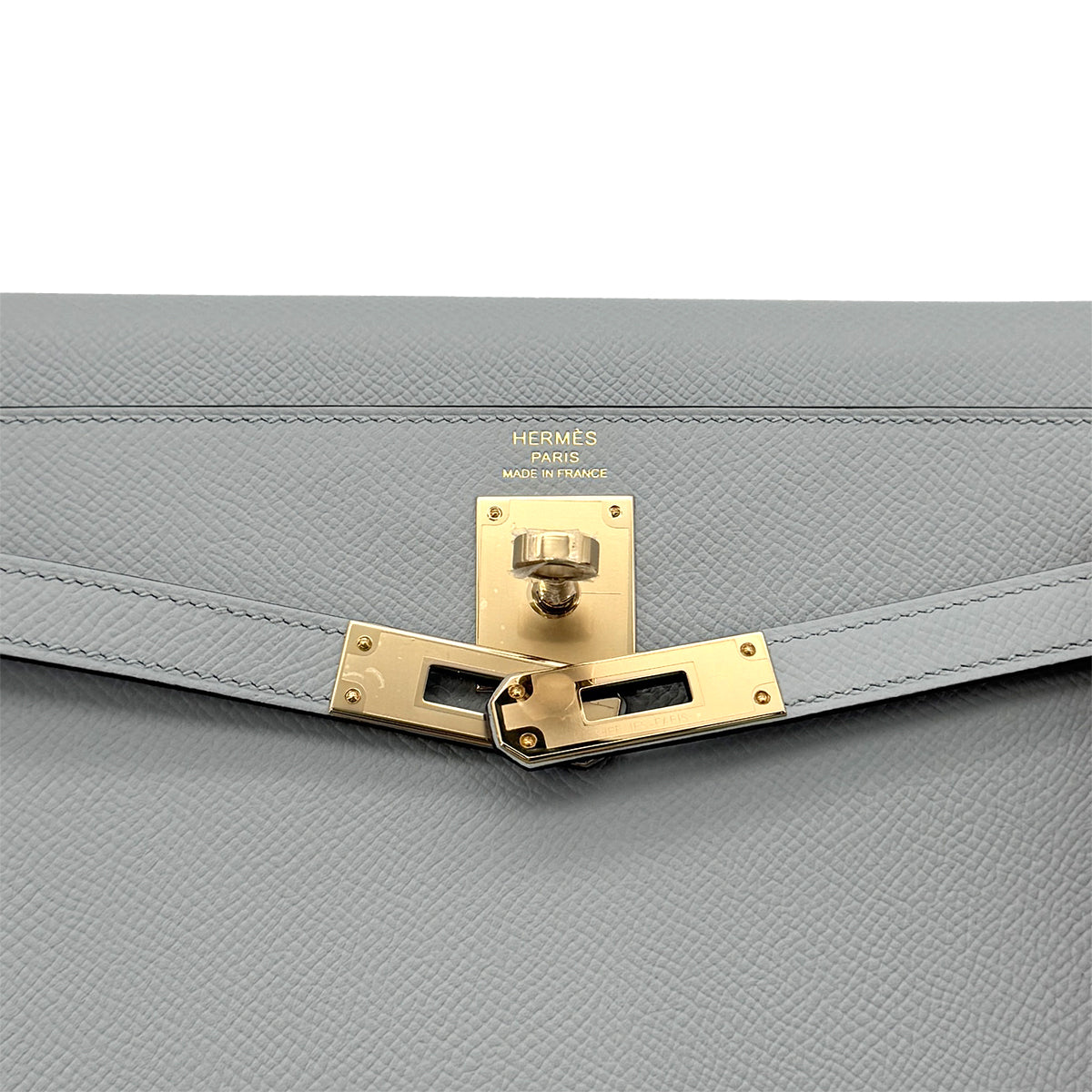 HERMES KELLY ELAN GRIS MOUETTE EPSOM CLUTCH SHOULDER BAG K GHW 90293292