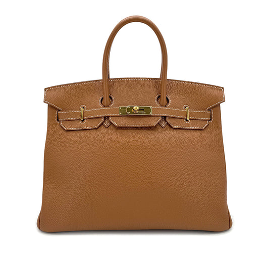 HERMES BIRKIN 35 GOLD TOGO HAND BAG □G GHW 90293295