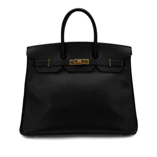 HERMES BIRKIN 35 BLACK ARDENNES HAND BAG □E GHW 90293298