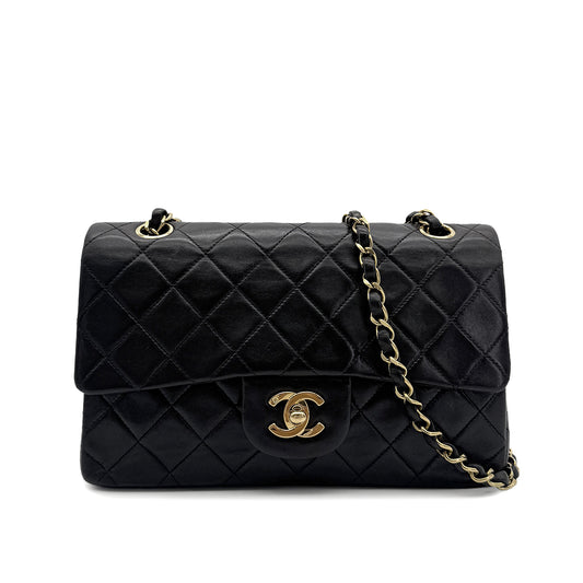 CHANEL VINTAGE CLASSIC FLAP SMALL CHAIN SHOULDER BAG BLACK LAMB SKIN 90293303