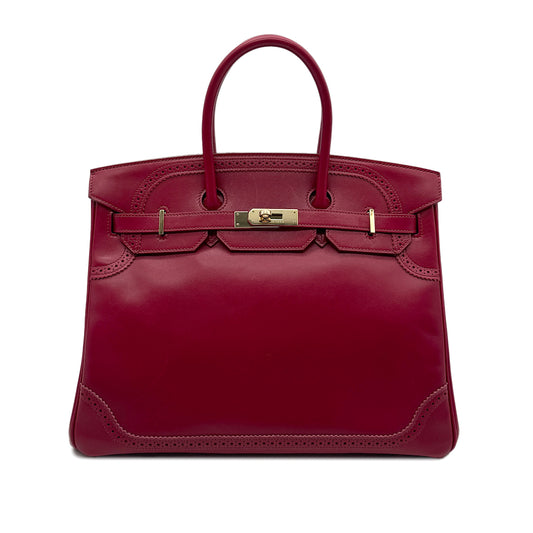 HERMES BIRKIN 35 GHILLIES RUBIS TADELAKT HAND BAG □Q GHW 90293501