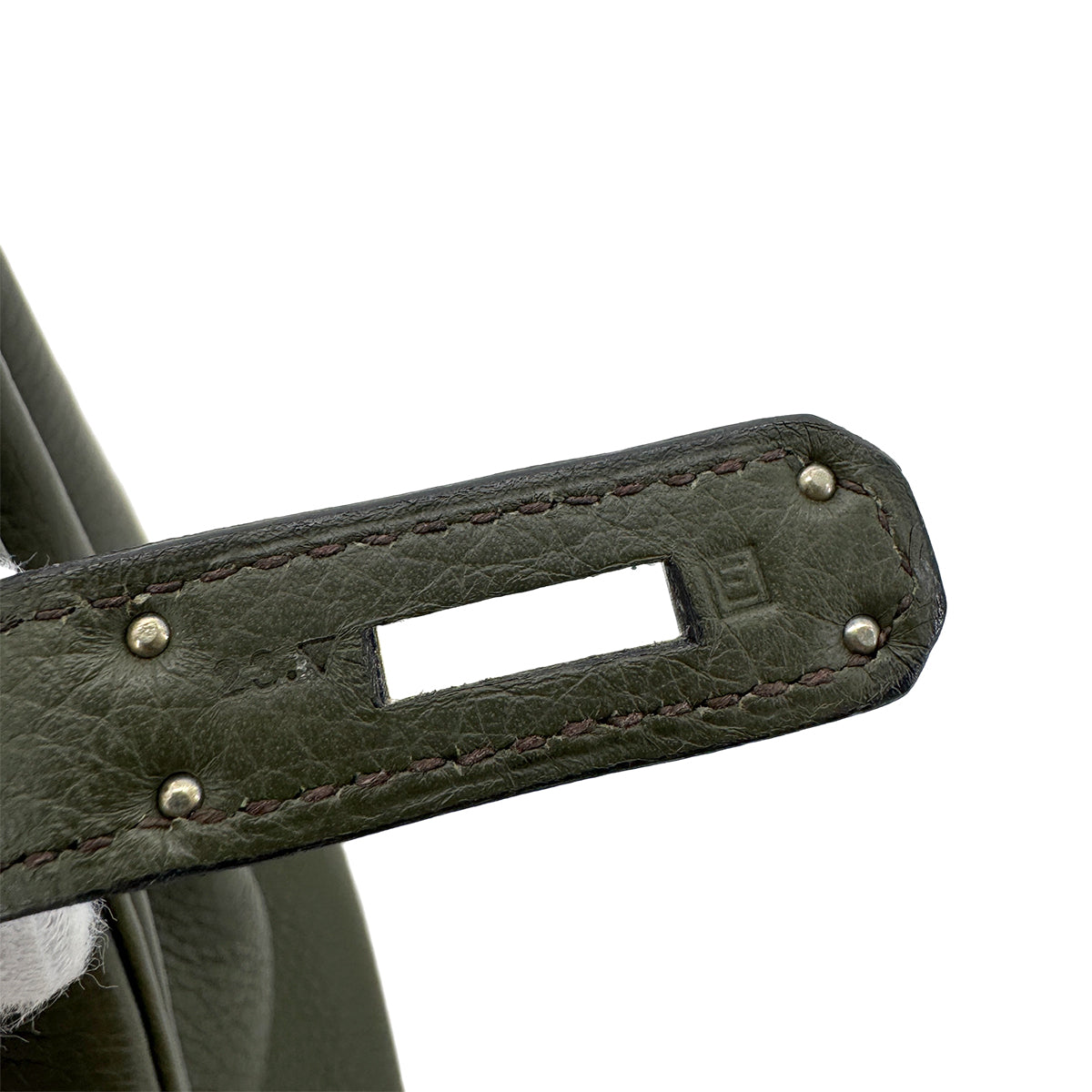 HERMES BIRKIN 35 VERT OLIVE TAURILLON CLEMENCE HAND BAG □E SHW 90293503