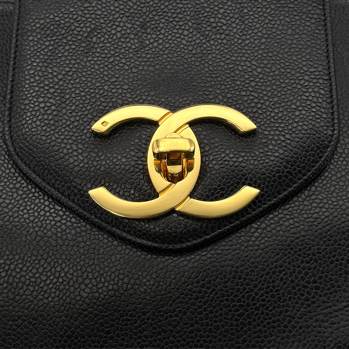 CHANEL VINTAGE SUPER MODEL CHAIN TOTE BAG BLACK CAVIAR SKIN 90293505