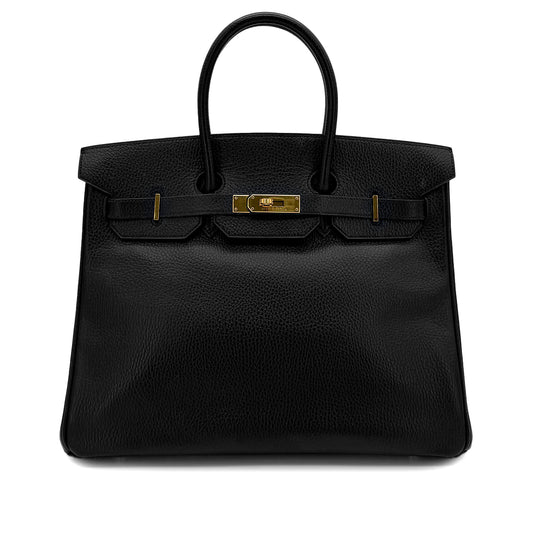 HERMES BIRKIN 35 BLACK ARDENNES HAND BAG □B GHW 90293521