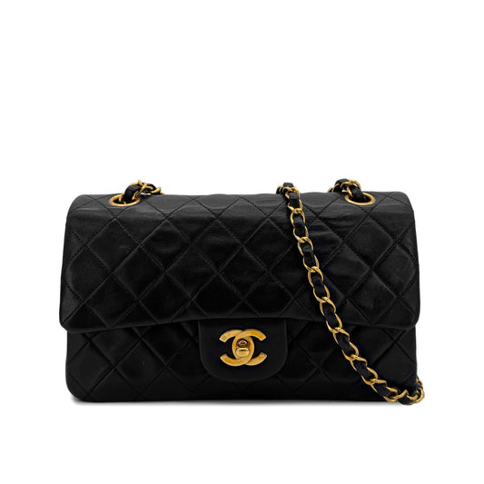 CHANEL VINTAGE CLASSIC FLAP SMALL CHAIN SHOULDER BAG BLACK LAMB SKIN 90293524