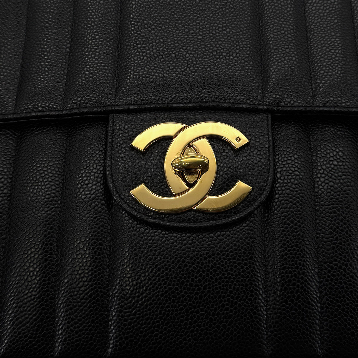 CHANEL VINTAGE MADEMOISELLE CHAIN SHOULDER BAG BLACK CAVIAR SKIN 90293534