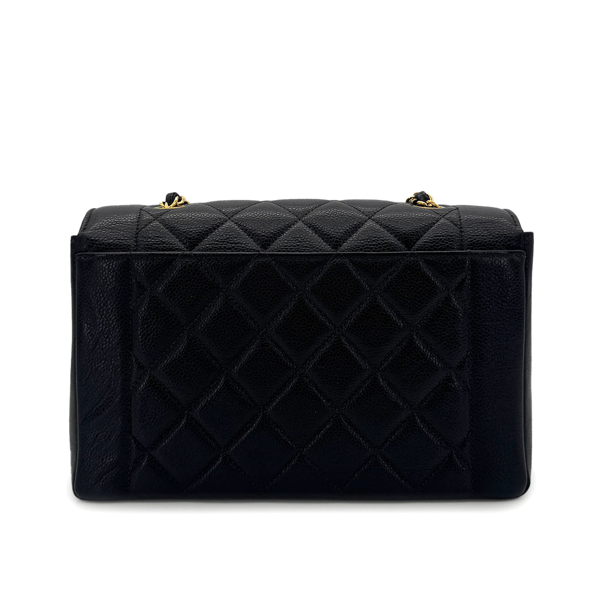 CHANEL VINTAGE MATELASSE CHAIN SHOULDER BAG BLACK CAVIAR SKIN 90293553