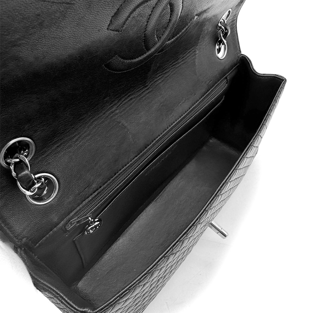 CHANEL VINTAGE MATELASSE CHAIN SHOULDER BAG BLACK LAMB SKIN 90293555