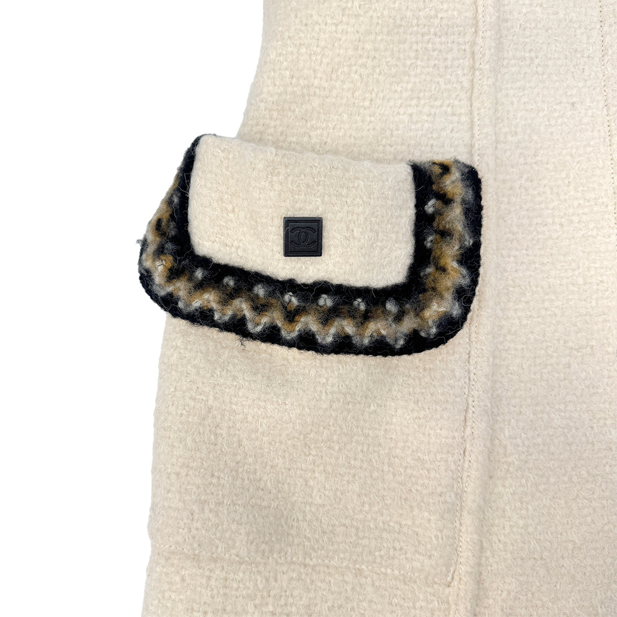 CHANEL 2006 SPORTS LINE COCO BUTTON ZIP COAT WHITE WOOL 40 06A RTW 90293699