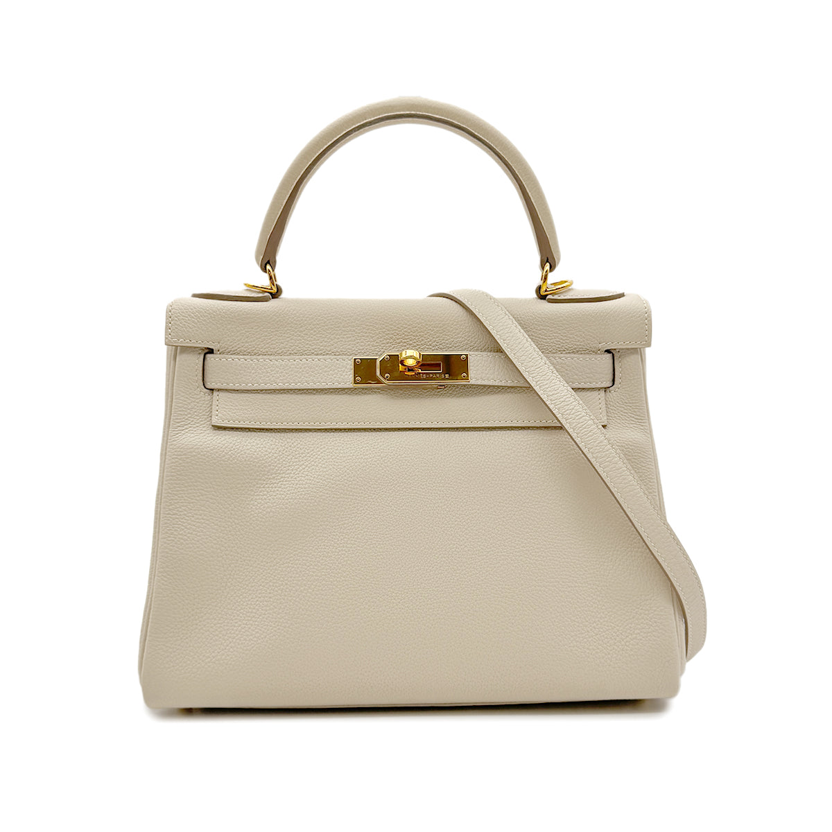HERMES KELLY 28 RETOURNE CRAIE TAURILLON NOVILLO HAND SHOULDER BAG X GHW 90294143