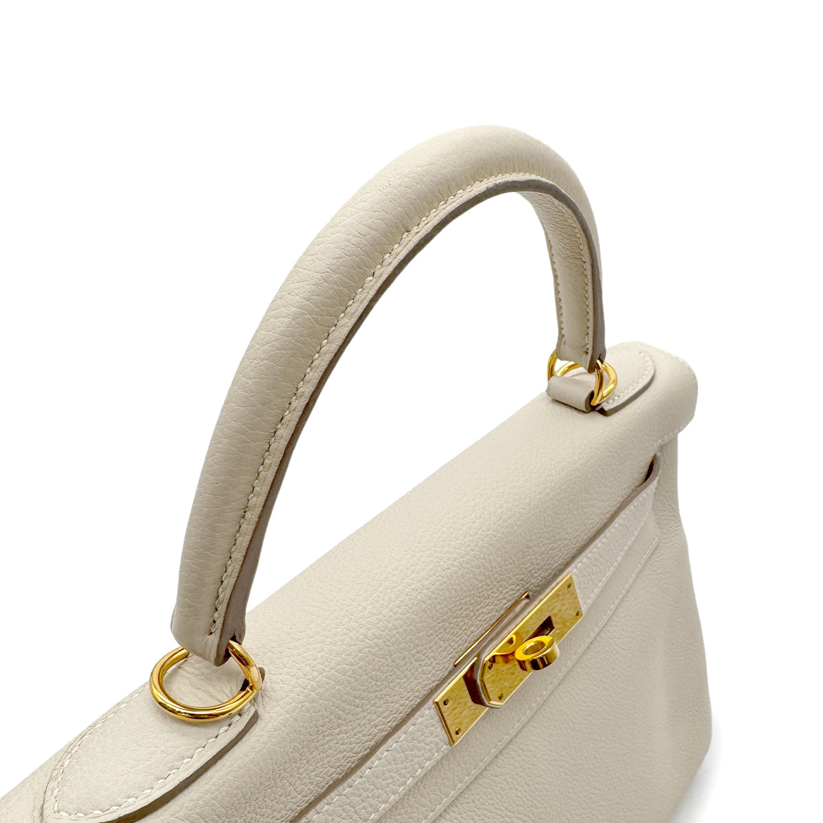 HERMES KELLY 28 RETOURNE CRAIE TAURILLON NOVILLO HAND SHOULDER BAG X GHW 90294143