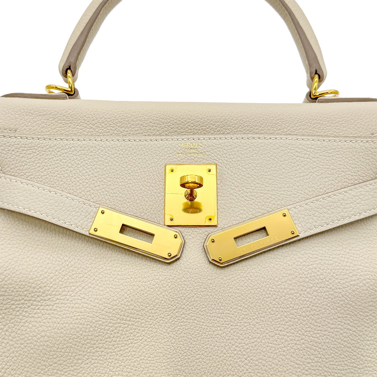 HERMES KELLY 28 RETOURNE CRAIE TAURILLON NOVILLO HAND SHOULDER BAG X GHW 90294143