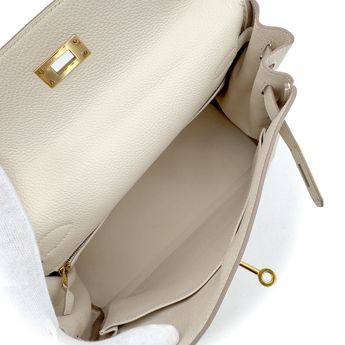 HERMES KELLY 28 RETOURNE CRAIE TAURILLON NOVILLO HAND SHOULDER BAG X GHW 90294143