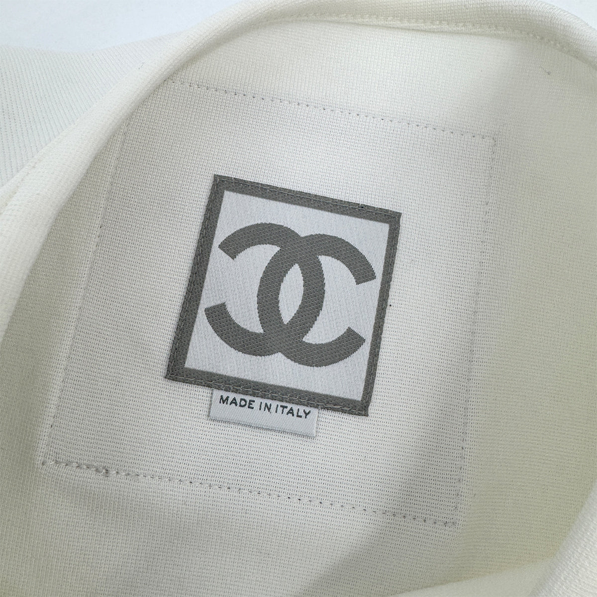 CHANEL SPORTSLINE SHORT SLEEVE TOPS WHITE GRAY POLYAMIDE 44 01P RTW 90294167