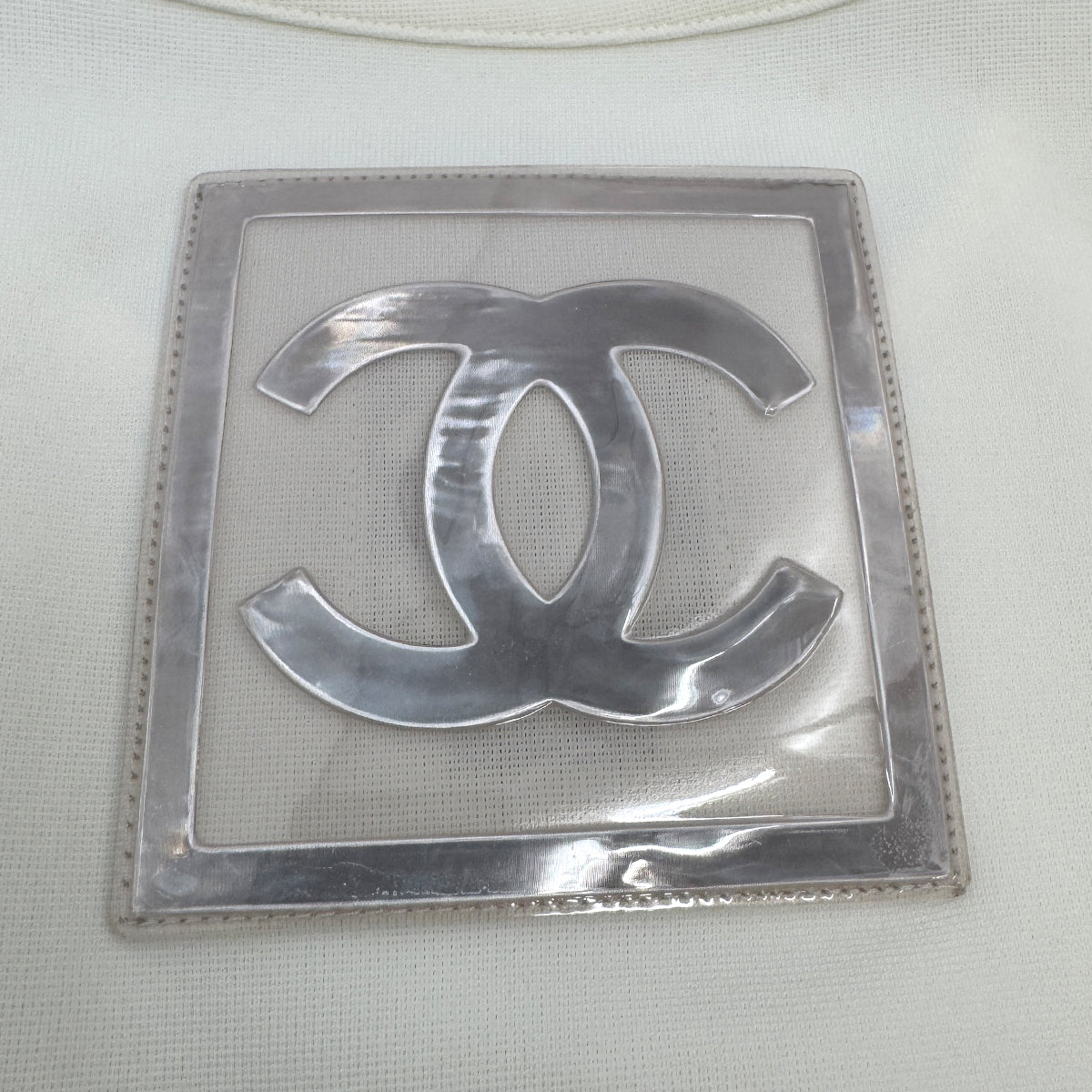 CHANEL SPORTSLINE SHORT SLEEVE TOPS WHITE GRAY POLYAMIDE 44 01P RTW 90294167