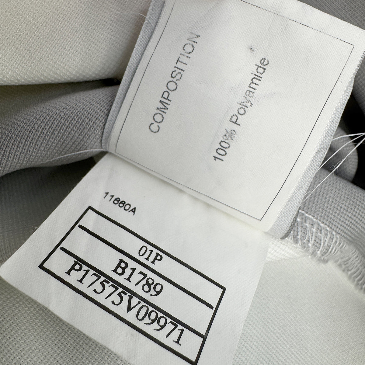 CHANEL SPORTSLINE SHORT SLEEVE TOPS WHITE GRAY POLYAMIDE 44 01P RTW 90294167