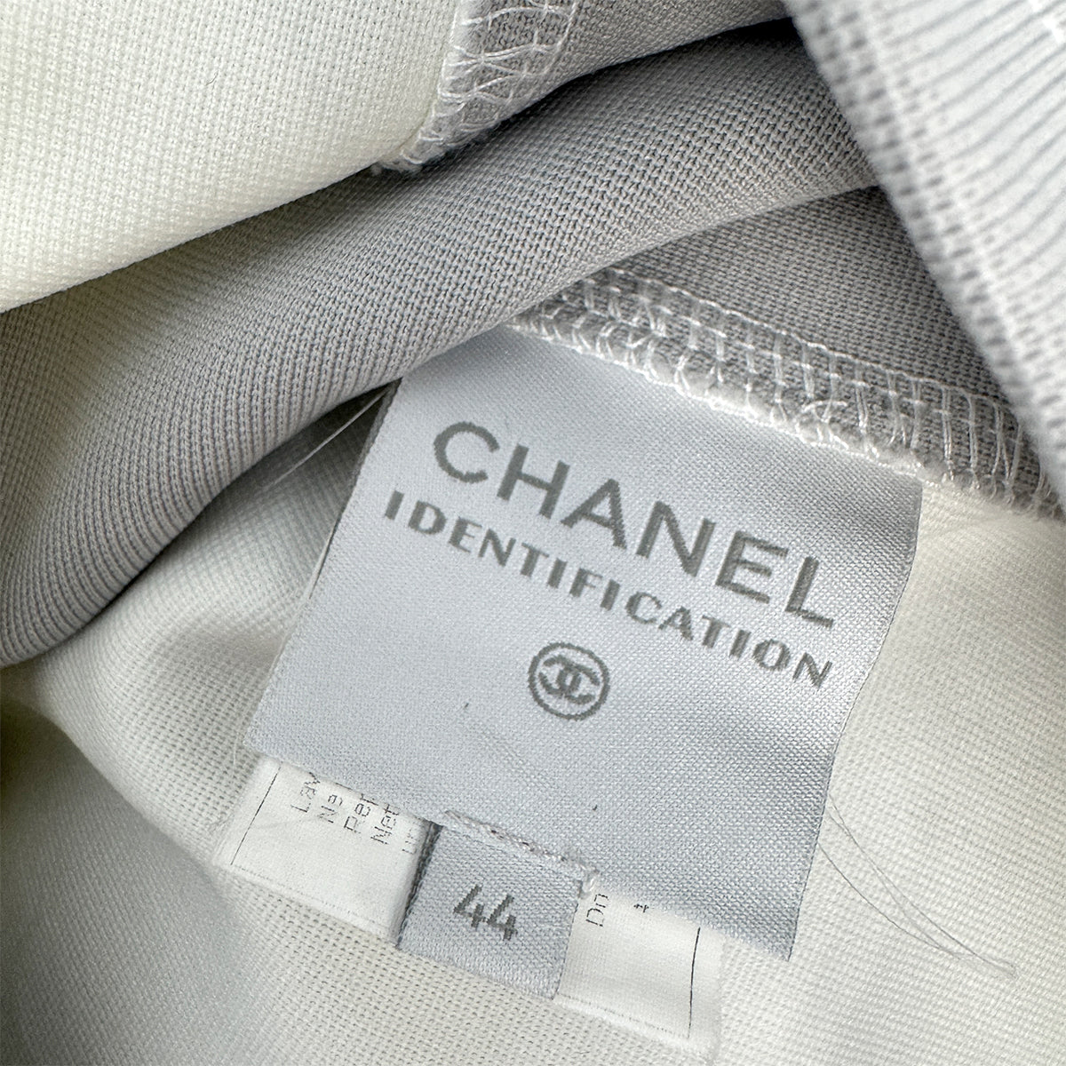 CHANEL SPORTSLINE SHORT SLEEVE TOPS WHITE GRAY POLYAMIDE 44 01P RTW 90294167