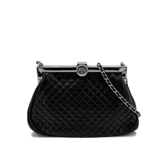 CHANEL VINTAGE MATELASSE CHAIN SHOULDER BAG BLACK LAMB SKIN 90294179