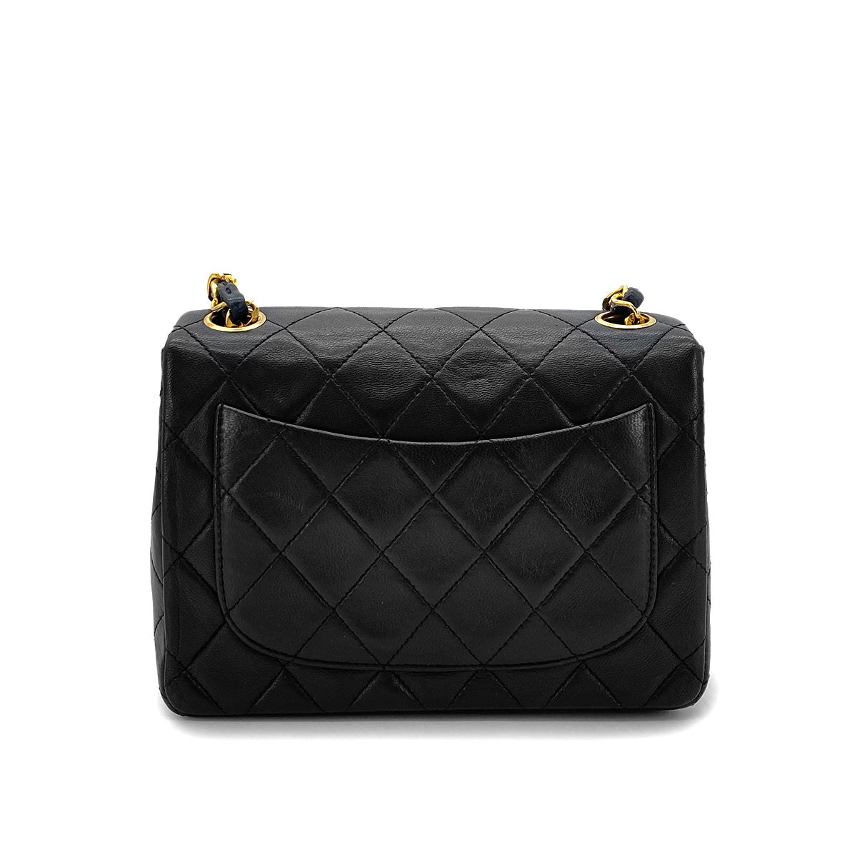 CHANEL VINTAGE MINI SQUARE 17 CHAIN SHOULDER BAG BLACK LAMB SKIN 90294180