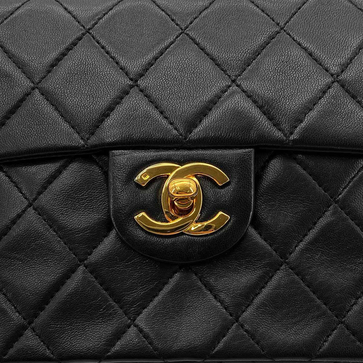 CHANEL VINTAGE MINI SQUARE 17 CHAIN SHOULDER BAG BLACK LAMB SKIN 90294180