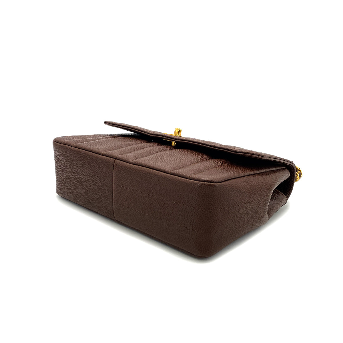 CHANEL VINTAGE MADEMOISELLE CHAIN SHOULDER BAG BROWN CAVIAR SKIN 90294185