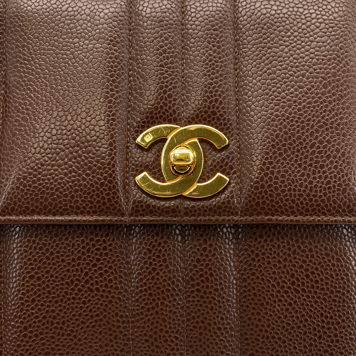 CHANEL VINTAGE MADEMOISELLE CHAIN SHOULDER BAG BROWN CAVIAR SKIN 90294185