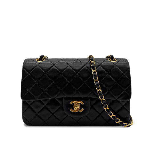 CHANEL VINTAGE CLASSIC FLAP SMALL CHAIN SHOULDER BAG BLACK LAMB SKIN 90294186