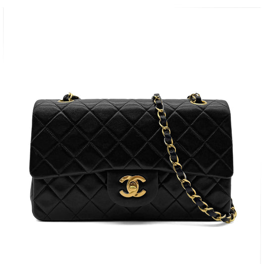 CHANEL VINTAGE CLASSIC FLAP SMALL CHAIN SHOULDER BAG BLACK LAMB SKIN 90294192