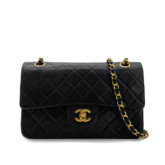 CHANEL VINTAGE CLASSIC FLAP SMALL CHAIN SHOULDER BAG BLACK LAMB SKIN 90294193