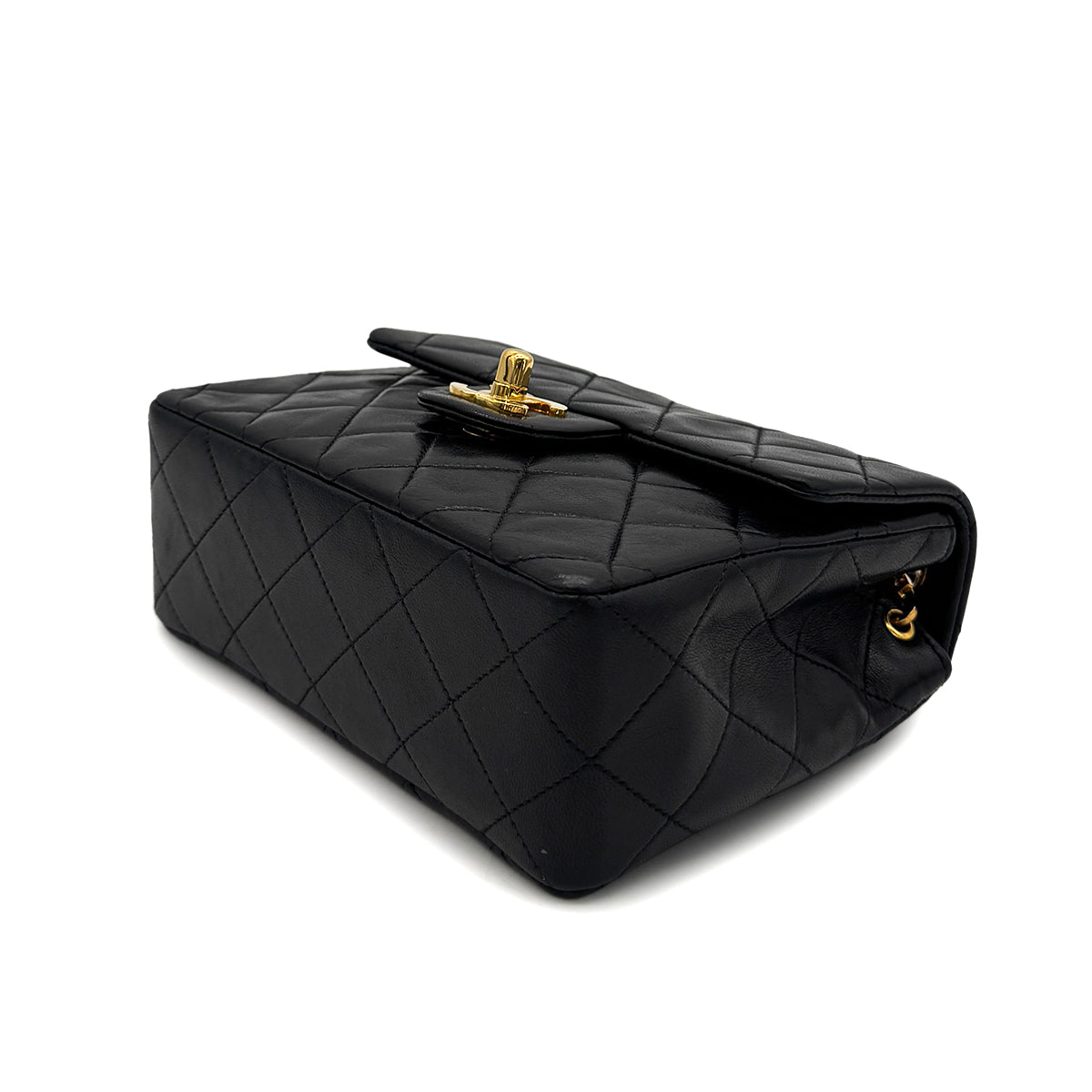 CHANEL VINTAGE MINI SQUARE 17 CHAIN SHOULDER BAG BLACK LAMB SKIN 90294203