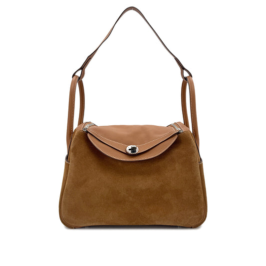 HERMES LINDY 30 GOLD VEAU SWIFT GRIZZLY SHOULDER BAG T SHW 90294373
