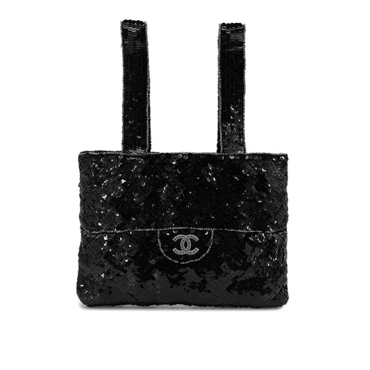 CHANEL VINTAGE HAND BAG COCOMARK SEQUINS BEADS RHINESTONE BLACK 90294378