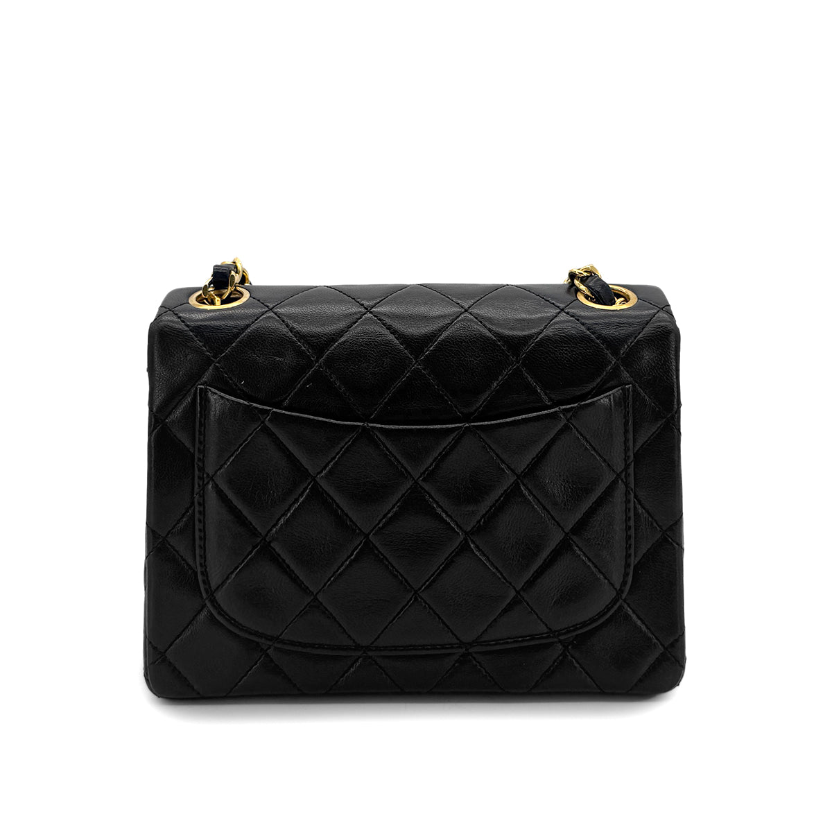 CHANEL VINTAGE MINI SQUARE 17 CHAIN SHOULDER BAG BLACK LAMB SKIN 90294800