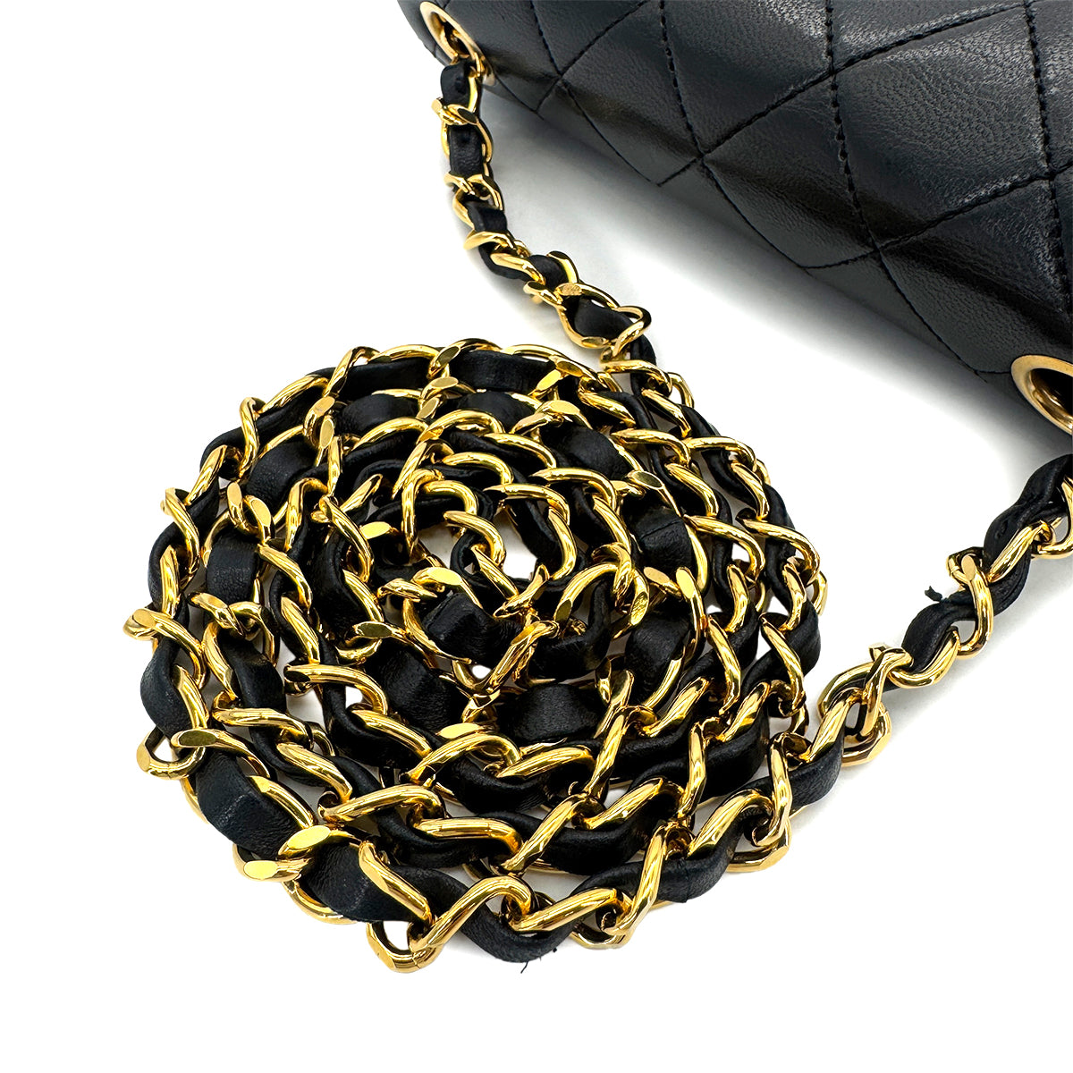 CHANEL VINTAGE MINI SQUARE 17 CHAIN SHOULDER BAG BLACK LAMB SKIN 90294800