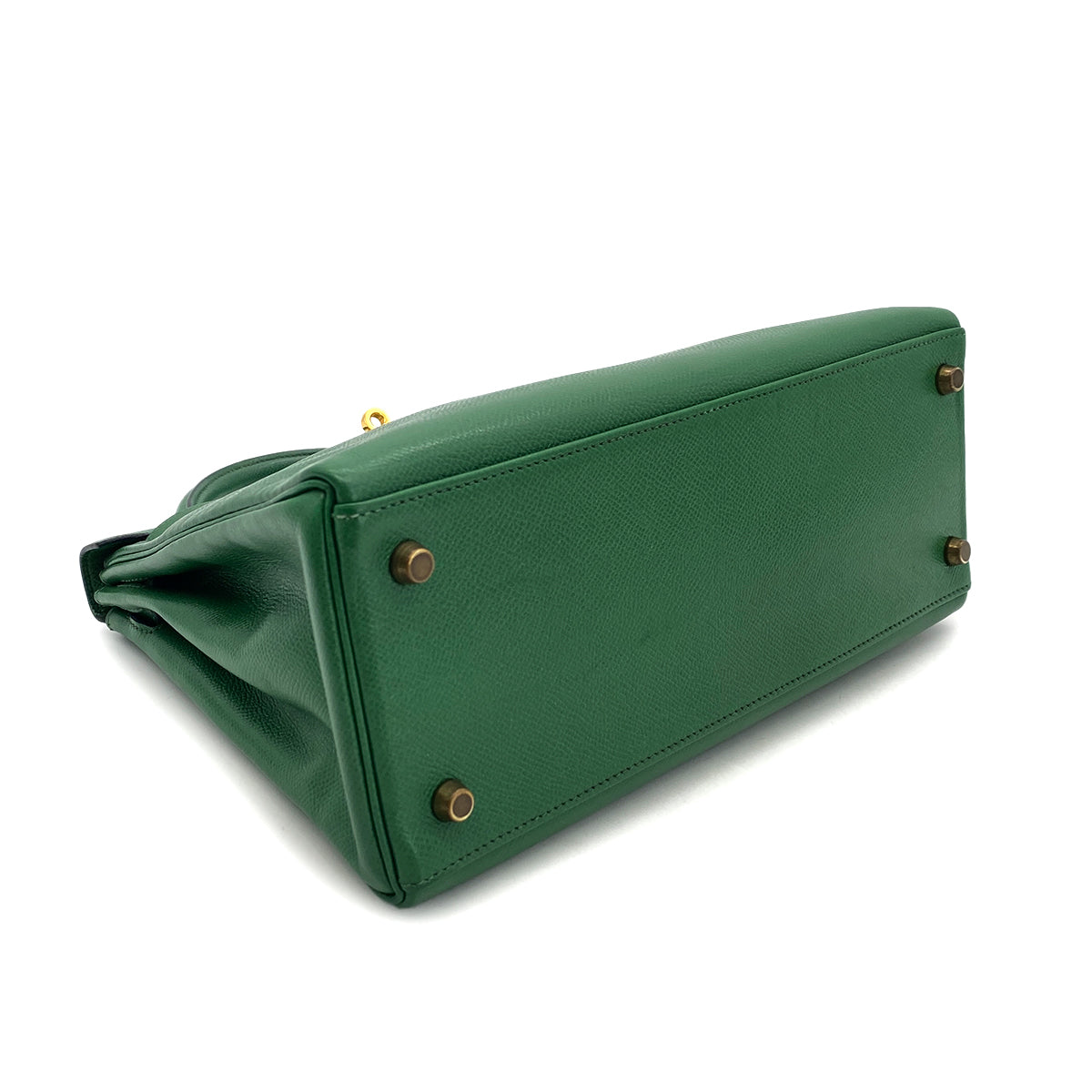 HERMES KELLY 28 RETOURNE GREEN COUCHEVEL HAND SHOULDER BAG 〇U GHW 90294824