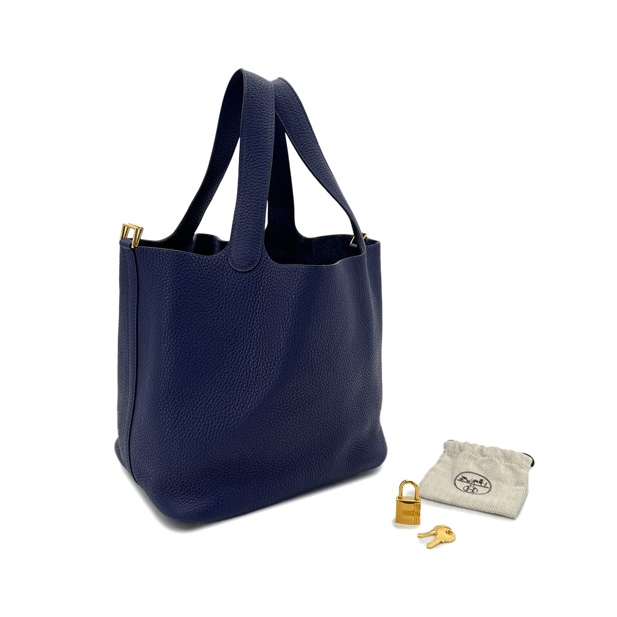 HERMES PICOTIN LOCK MM BLEU SAPHIR TAURILLON MAURICE HAND BAG C GHW 90294825