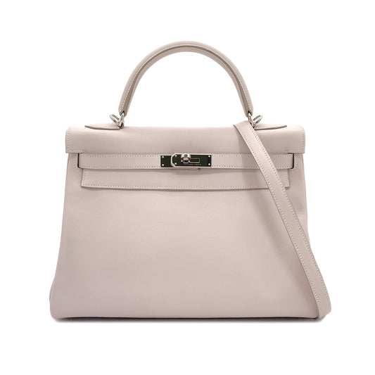 HERMES KELLY 32 RETOURNE ROSE DRAGEE SWIFT HAND SHOULDER BAG □K SHW 90294971