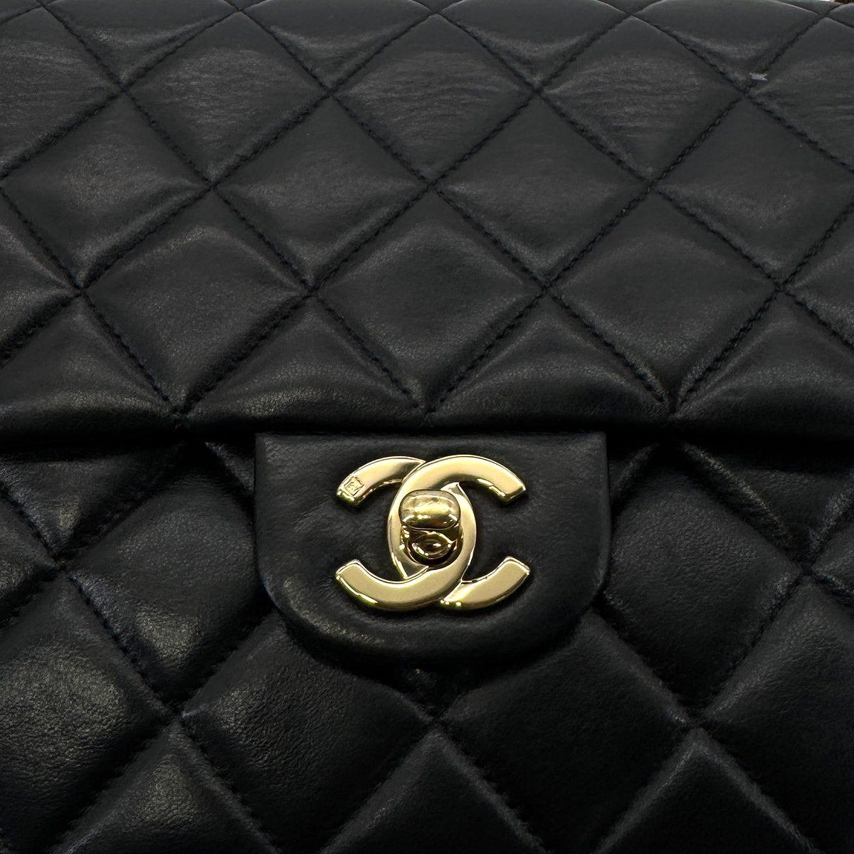 CHANEL VINTAGE CLASSIC FLAP CHAIN SHOULDER BAG BLACK LAMB SKIN 90294977