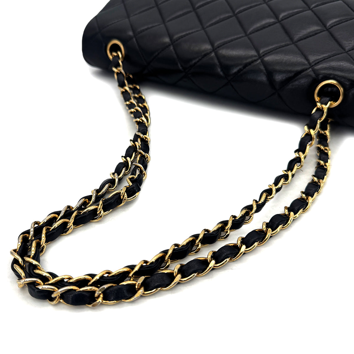 CHANEL VINTAGE CLASSIC FLAP CHAIN SHOULDER BAG BLACK LAMB SKIN 90294977