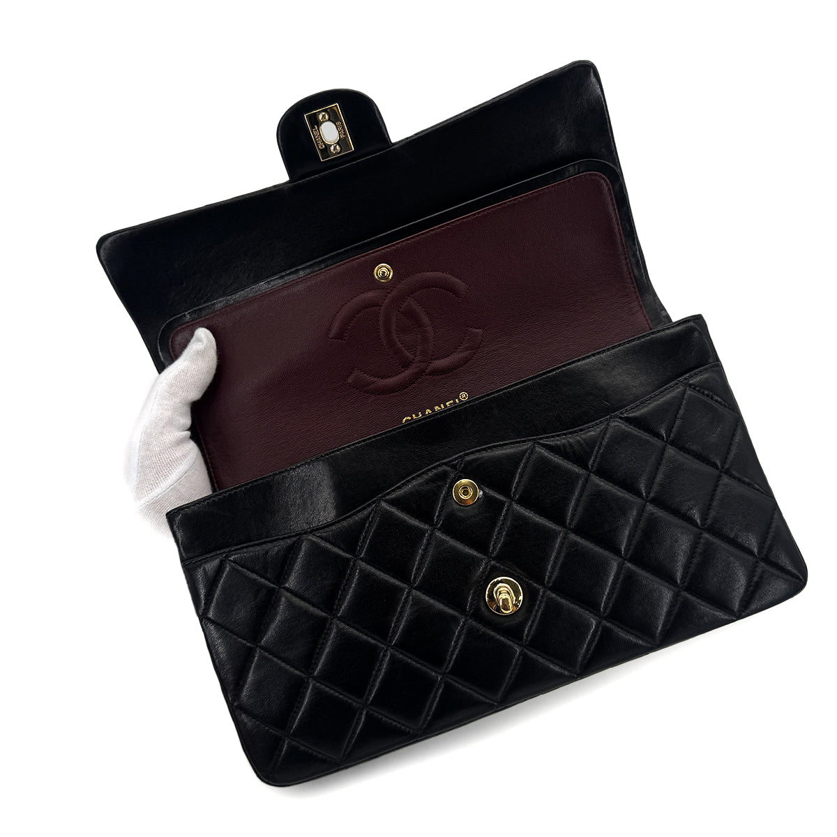 CHANEL VINTAGE CLASSIC FLAP CHAIN SHOULDER BAG BLACK LAMB SKIN 90294977